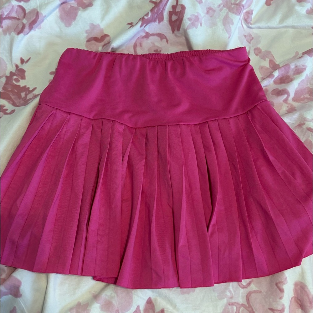 Pink Pleated Women's Tennis Athletic Skirt